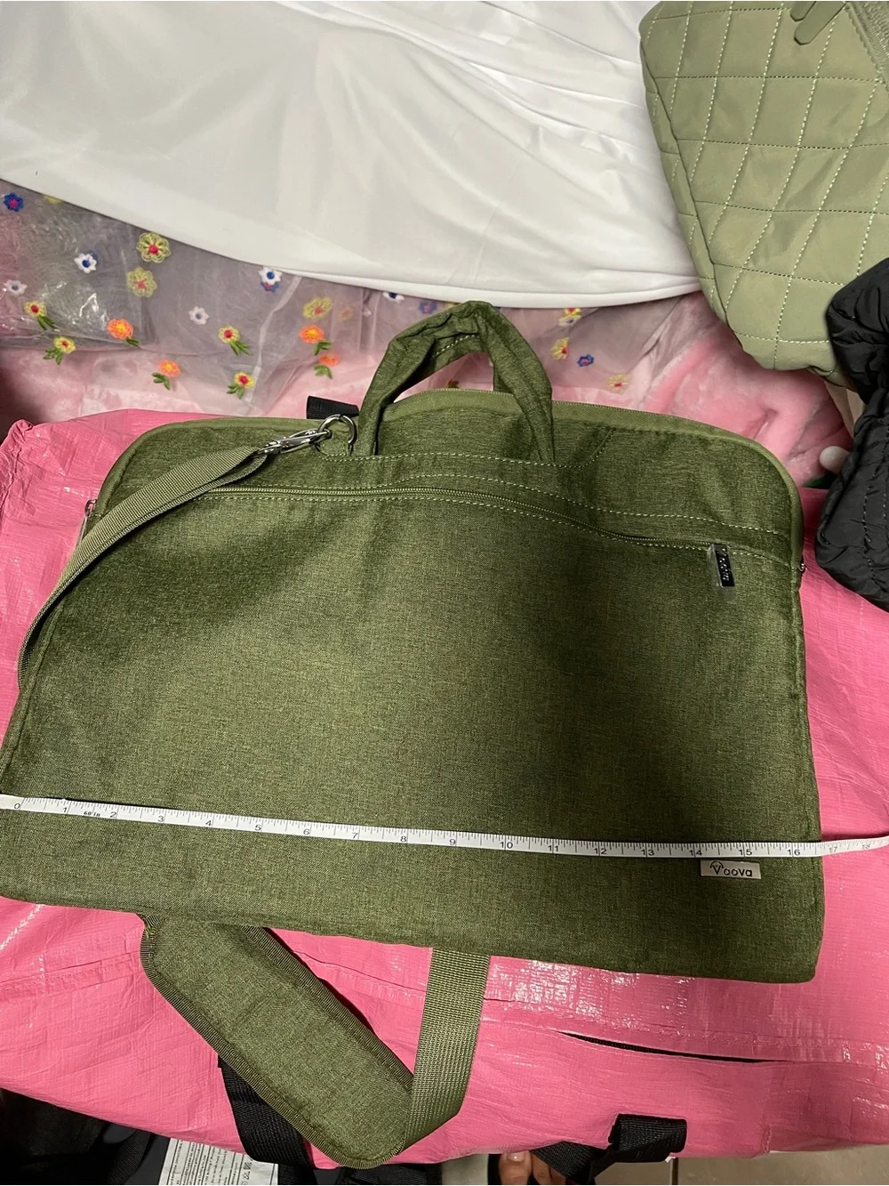 Olive Green Slim Laptop Messenger Bag